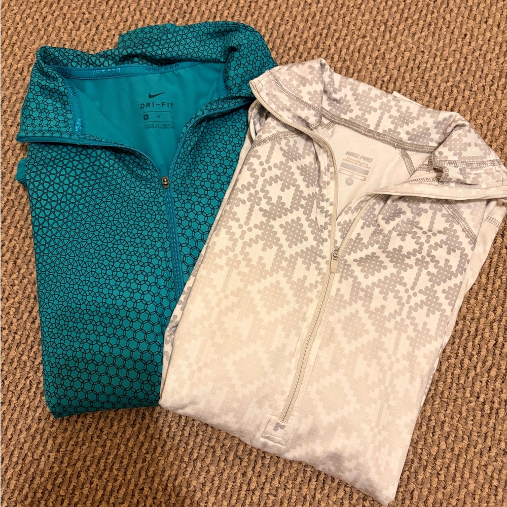 Nike Teal and White Dri-FIT Quarter Zip